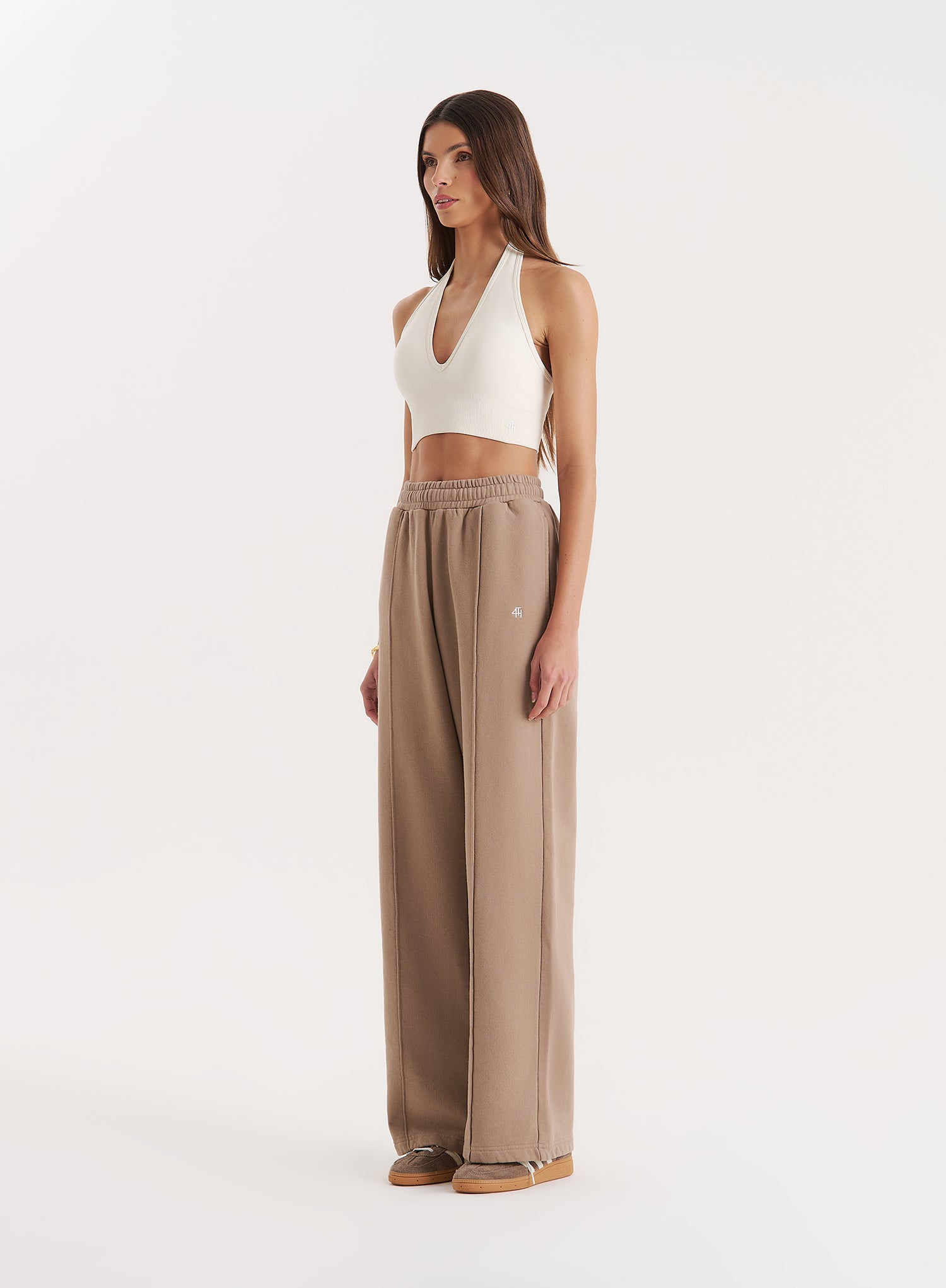 Mocha 4th Wide Leg Branded Joggers